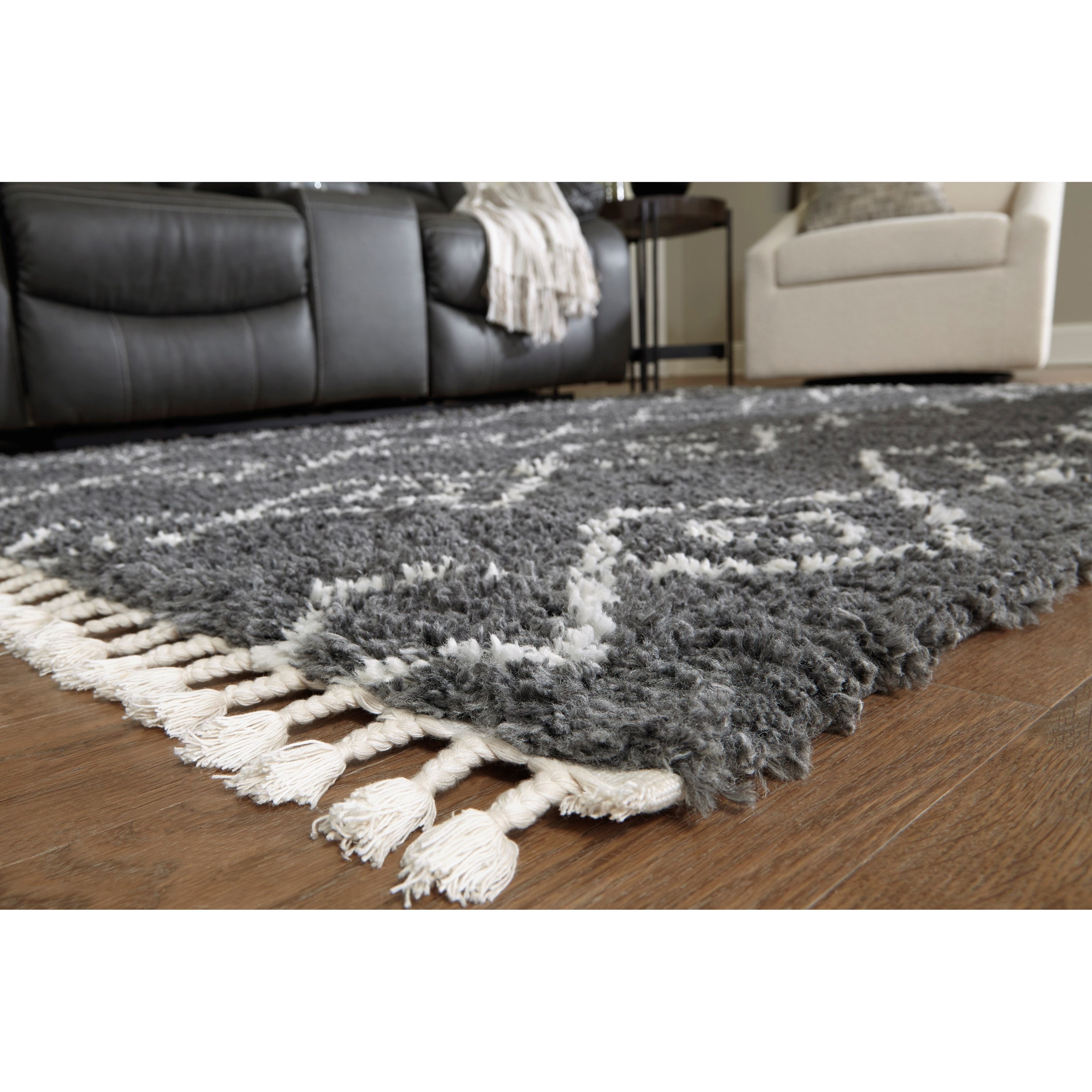 Maysel Large Rug 94 W x 118 D Casual Gray/Cream Signature Design by Ashley 